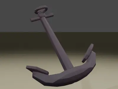 Lowpoly anchor from boat Low-poly 3D model