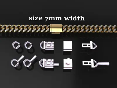 Cuban Diamond Chain Bracelet Necklace Link SIZE 7MM Width 3D print model