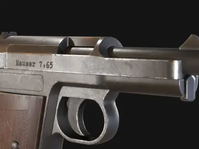 Mauser Model 1914 WW1 Handgun - Game Asset Free low-poly 3D model