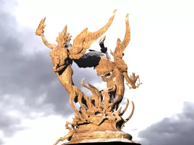 Dantes Angel flame statue 1 3D model