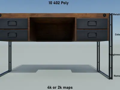 Desk Manchester Low-poly 3D model