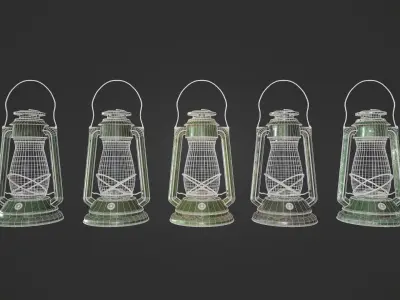 Old Lamp Kerosene - 5 Texture Sets - PBR - Game Ready  Low-poly 3D model