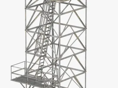 Steel Tower Metal Water Tower lighthouse landmark LODs Low-poly 3D model