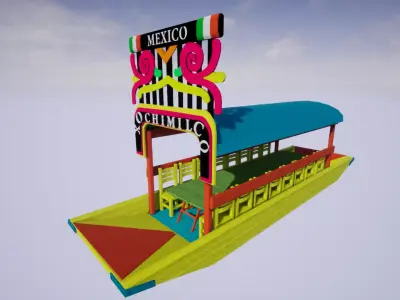 Trajinera - Xochimilco Low-poly 3D model