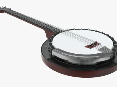Banjo stringed musical instrument 3D model