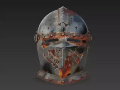 Battle-Worn Rusted Medieval Helmet 3D Model Low-poly 3D model
