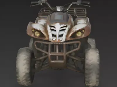 Realistic Weathered Abandoned ATV Quad Bike 3D Model Low-poly 3D model