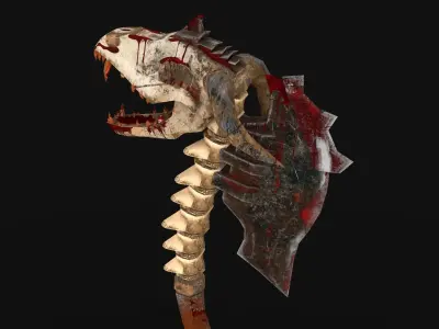 Viking Dragon Face Axe Low-poly 3D model
