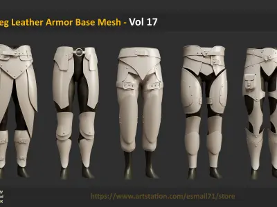 30 Leg Leather Armor Base Mesh - Vol 17 Low-poly 3D model