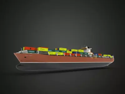 Super Container Ship brown 3D model