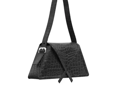 Black Leather Triangle Baguette Bag 3D model