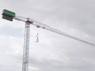 Flat Top Tower Crane 3 - Construction Crane 3D model