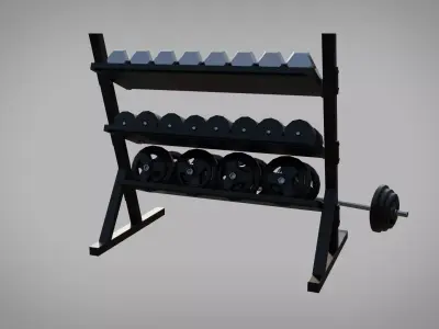 Gym Dumbbell Rack Low-poly 3D model