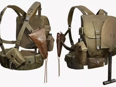 WW2 US tactical vest Low-poly 3D model