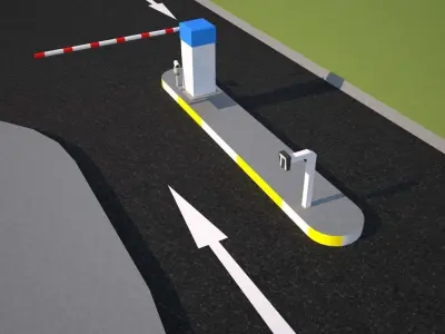 Security Barrier Island and Vehicle Access Control 3D print model