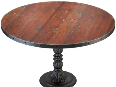 French Soda Fountain Distressed Wood Kitchen Table 3D model