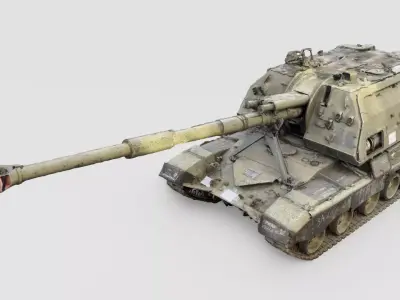 Destroyed 2S19 Msta 152 mm self-propelled howitzer M1990 3D model order