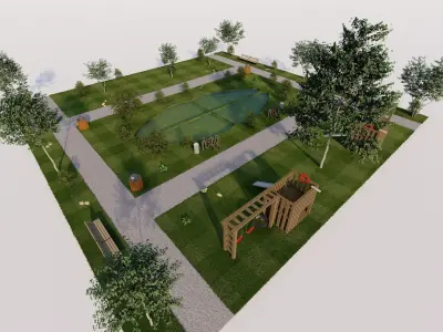 public park-Private Park Landscape 3D model shop