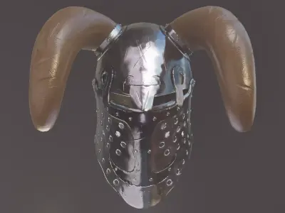 Tophelm horned helmet Low-poly 3D model