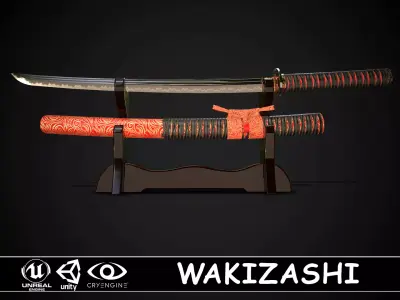 Wakizashi 03 Low-poly 3D model