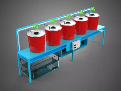 IOT SMART CONTROL DUTCH BUCKET HYDROPONIC SYSTEM SETUP PLANT POT 3D model