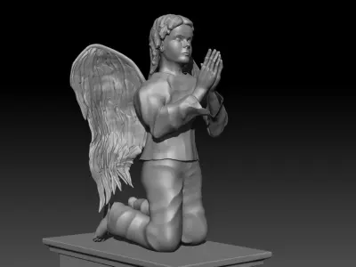 Angel statue with wings 3D model