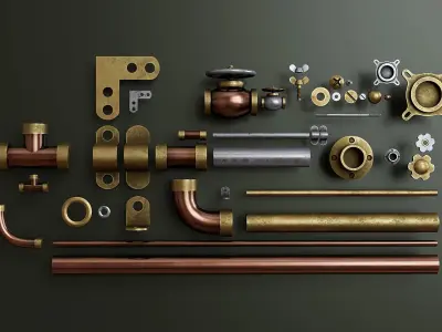 Steampunk details Set 2 Low-poly 3D model