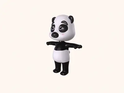 Cartoon 009 Character Panda Cute  Low-poly 3D model