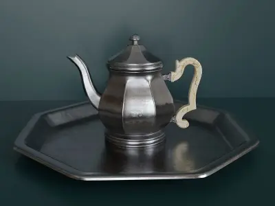 Antique silver tea set 3D model
