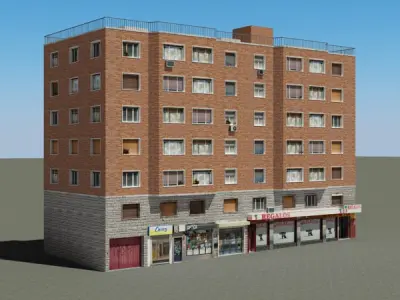 Building apartment with roof Low-poly 3D model purchase