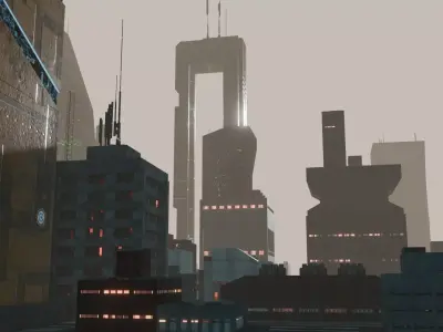 Sci Fi City 15 Low-poly 3D model
