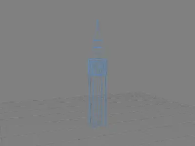 Low Polygon Big Ben Low-poly 3D model