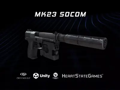 PISTOL 4 - SOCOM MK23 Pistol - 4K Game Ready Low-poly 3D model
