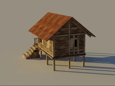 The Wooden House Free low-poly 3D model