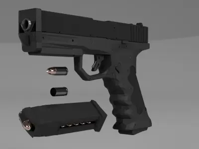 Futurist 9mm Pistol Low-poly 3D model