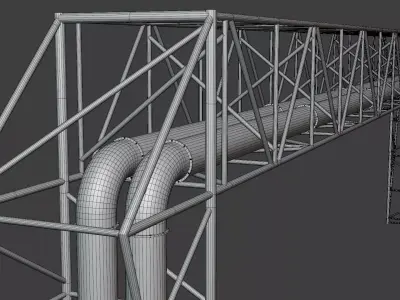 Pipeline bridge chrome 3D model