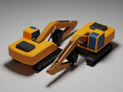 Simple Low Poly Construction Vehicles 3D model