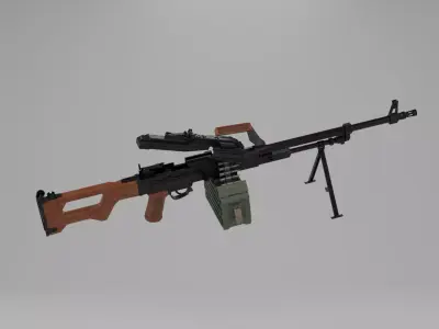 PKM machine gun Low-poly Game ready Low-poly 3D model