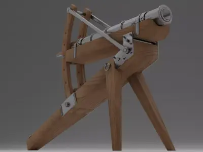 Medieval Cannon Low-poly 3D model 3