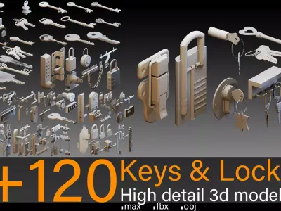 120 Keys and Locks- High detail 3d models 3D model