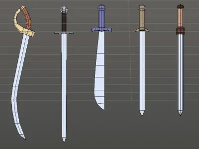 Low poly swords pack Low-poly 3D model