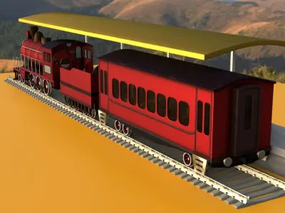 Locomotive on station  3D model