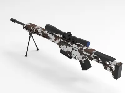 Sniper rifle with scope 3D model