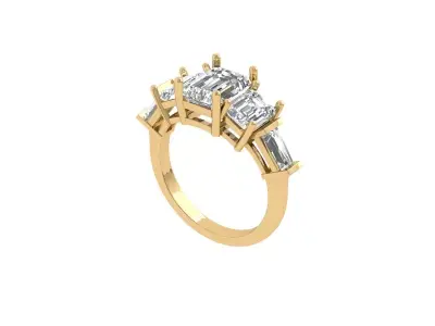 Emerald 5 Stone Art Deco Ring 3D print model purchase