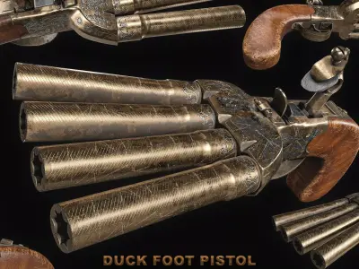 Duck Foot Pistol Low-poly 3D model