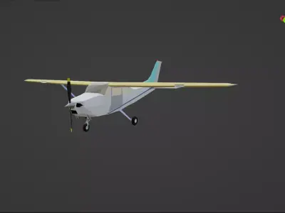 Low poly Cessna 172 Skyhawk with interiors Low-poly 3D model