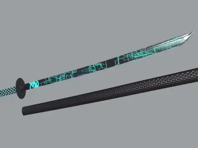 Neon lighted katana Low-poly 3D model