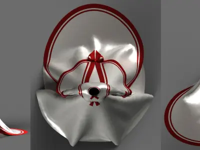Victorian 1860 s Red White Satin Dress model 1 - A pose 3D model
