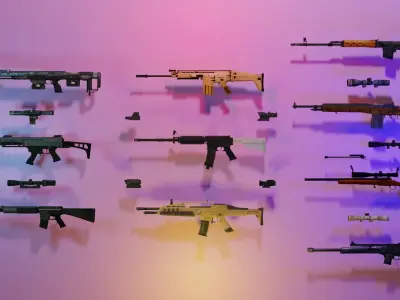 REAL WEAPONS AND SCOPES  Low-poly 3D model