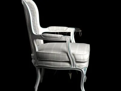 Antique French Cane Back Bergeres and andre arbus table 3D model